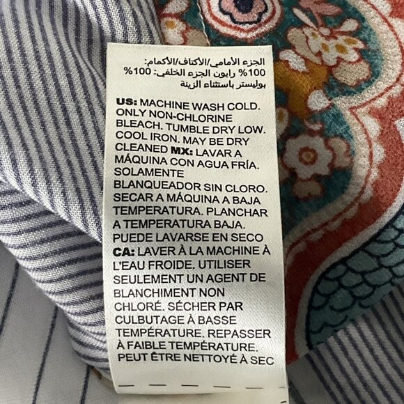 Chico's Top Womens‎ Sz S (0) Button Up Floral Embroidery Striped Paisley Boho - Picture 14 of 15